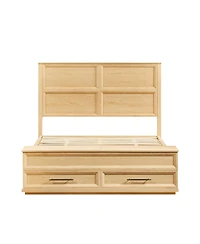 Streamdale Furniture Queen Bed w/ Geometric Headboard and Storage Bench