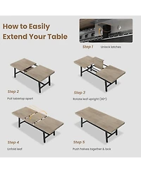 gaomon 63-83" Extendable Dining Table, Industrial Rectangular Dining Room Table for 6-8 People