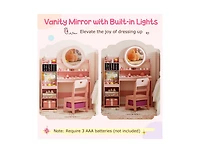 Slickblue Children s Lighted Vanity Desk Pretend Play Dressing Table