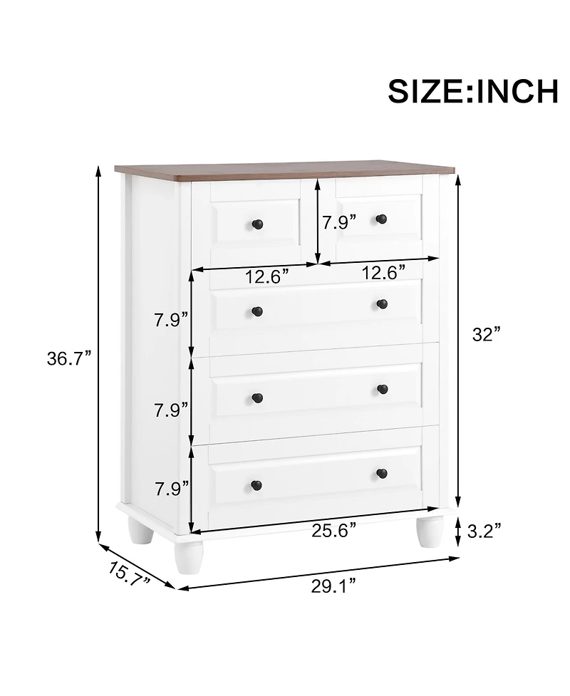 Flynama 5 Drawer Elegant Dresser Storage Cabinet for Closet Home Furniture With Spacious Drawers Easy Assembly