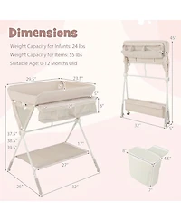 Gouun Portable Foldable Baby Changing Table with 3-Level Adjustable Height