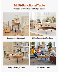 Gouun Round Coffee Table Set with Matching End Table