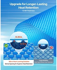 Sugift Solar Pool Cover, 18 ft Round, 12 Mil Solar Blanket for Daytime Heat Absorption