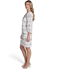 Jessica Howard Petite Embroidered Square Neck Shift Dress