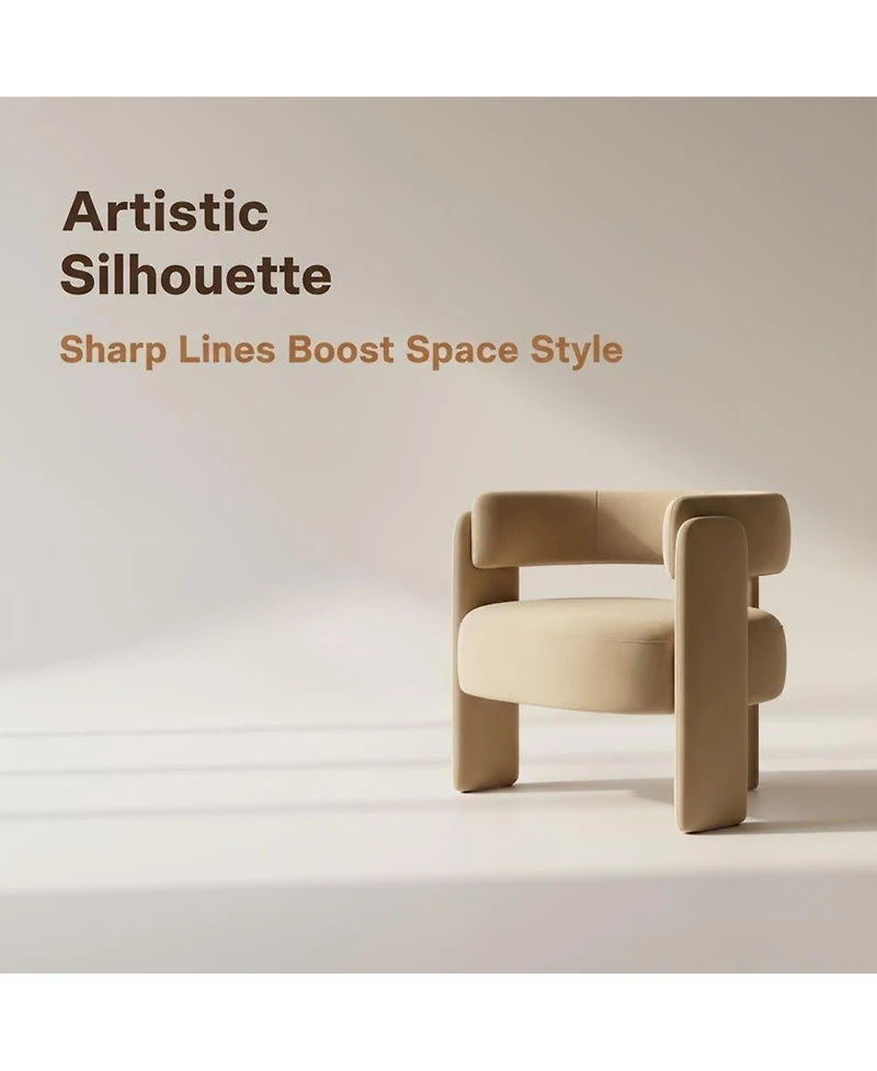 Streamdale Furniture Velvet Mid-Century Accent Chair for Living Room/Bedroom