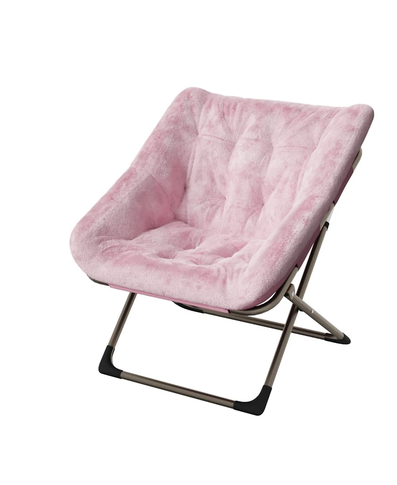 gaomon Rabbit Fur Saucer Chair - Foldable Comfy Lounge Chair with Metal Frame for Kids, Teens & Adults - Cozy Indoor Lazy Sofa