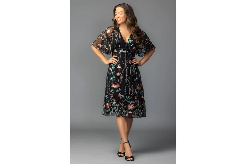 Kiyonna Women's Sonnet Embroidered Cocktail Dress