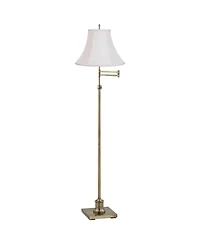 360 Lighting Traditional Swing Arm Floor Lamp 70" Tall Fabric Bell Shade for Living Room Reading Bedroom Office