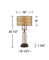 Franklin Iron Works Industrial Table Lamp with Usb and Ac Power Outlet Workstation Charging Base 28.75" Tall