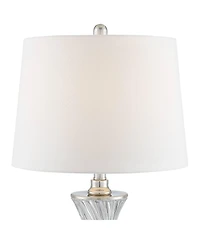 Regency Hill Luca Modern Table Lamps 25 1/2" High Set of 2 Clear Glass with Usb Charging Ports Dimmers Drum Shade for Bedroom House Desk
