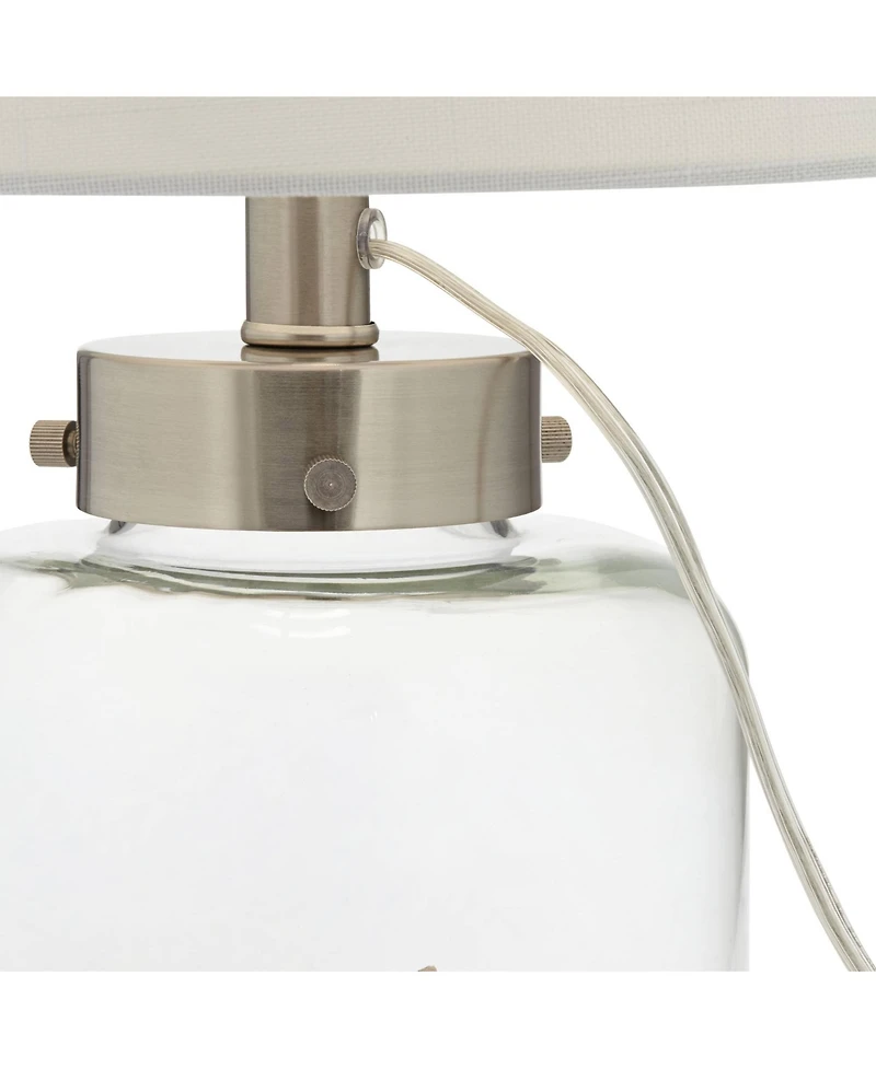 360 Lighting Coastal Accent Table Lamp with Table Top Dimmer Fillable 20.5" High Clear Glass Canister Drum for Living Room Bedroom