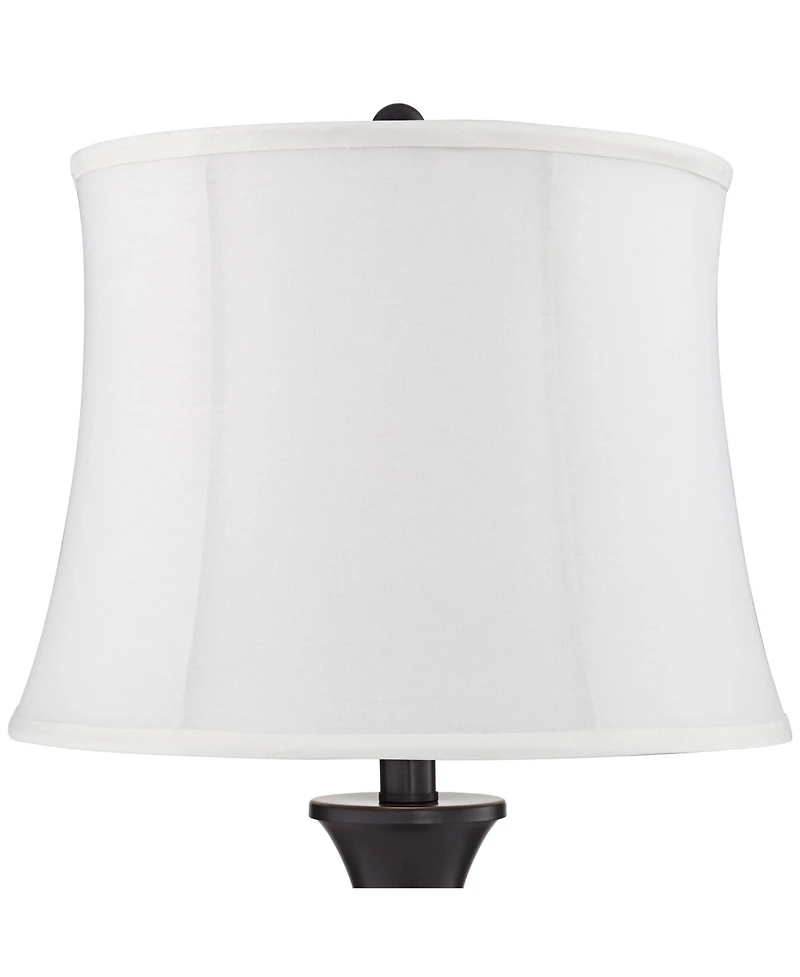 Regency Hill Traditional Table Lamps 25" High Set of 2 with Usb Port Metal Led Touch On Off Softback Drum Shade for Bedroom Living Room