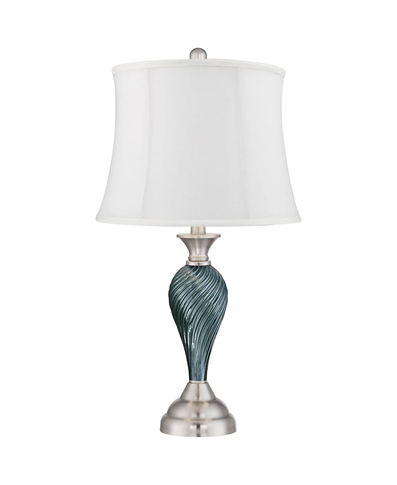 Regency Hill Arden 25" High Twist Modern Coastal Table Lamps Set of 2 Glass Shade Living Room Bedroom Bedside