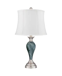 Regency Hill Arden 25" High Twist Modern Coastal Table Lamps Set of 2 Glass Shade Living Room Bedroom Bedside