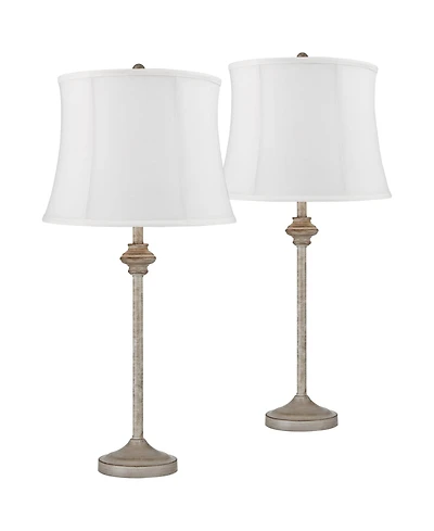 360 Lighting Lynn Country Cottage Buffet Table Lamps 26 3/4" High Set of 2 Drum Shade for Bedroom Living Room Bedside Nightstand Kids