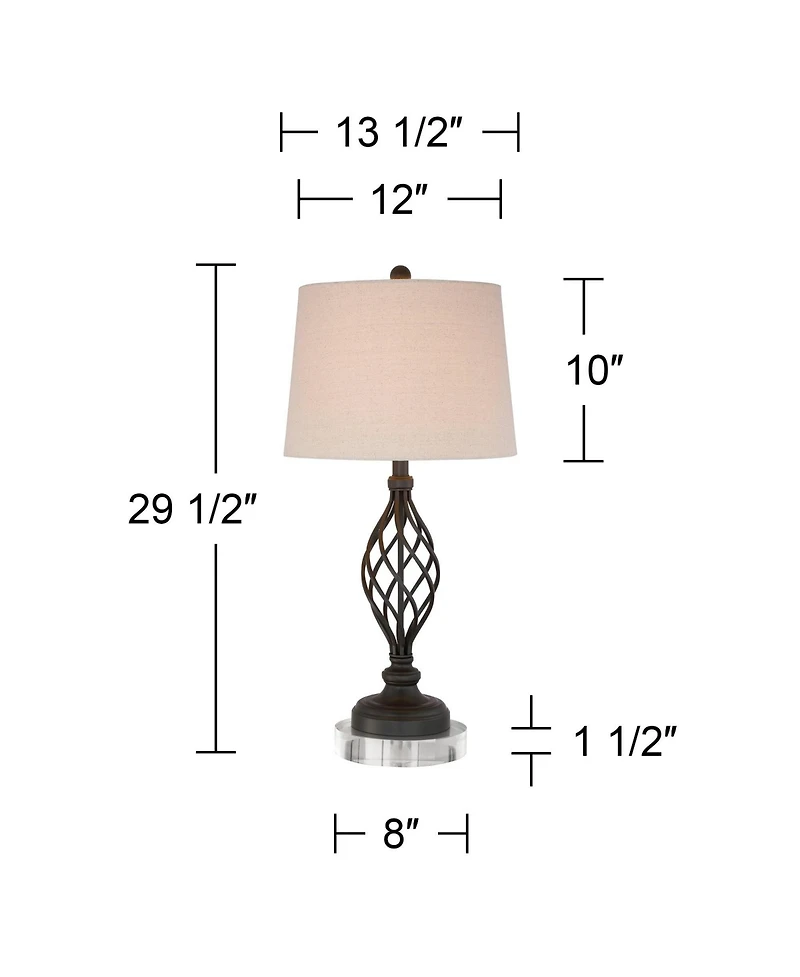 Franklin Iron Works Annie Modern Industrial Table Lamps Set of 2 with Round Riser 29 1/2" Tall