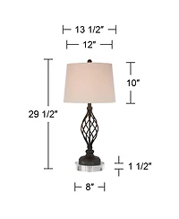Franklin Iron Works Annie Modern Industrial Table Lamps Set of 2 with Round Riser 29 1/2" Tall