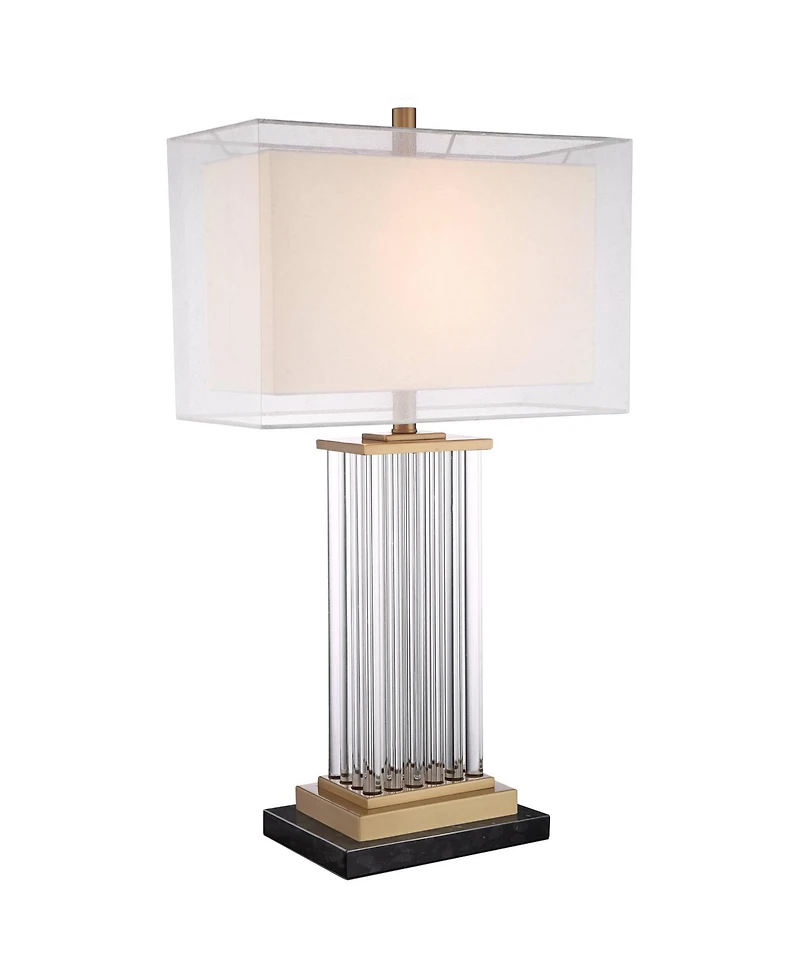 Vienna Full Spectrum Darcia Modern Table Lamp with Riser 29" Tall Crystal Sheer Outer Linen Inner Shade for Bedroom Living Room Bedside