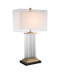 Vienna Full Spectrum Darcia Modern Table Lamp with Riser 29" Tall Crystal Sheer Outer Linen Inner Shade for Bedroom Living Room Bedside