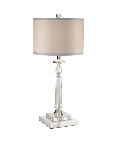 Vienna Full Spectrum Aline Traditional Table Lamp with Square Marble Riser 26 1/2" High Crystal Shade for Bedroom Living Room Bedside House