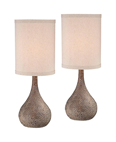 360 Lighting Chalane 31 1/4" Tall Gourd Large Farmhouse Rustic End Table Lamps Set of 2 Hammered Bronze Finish Living Room