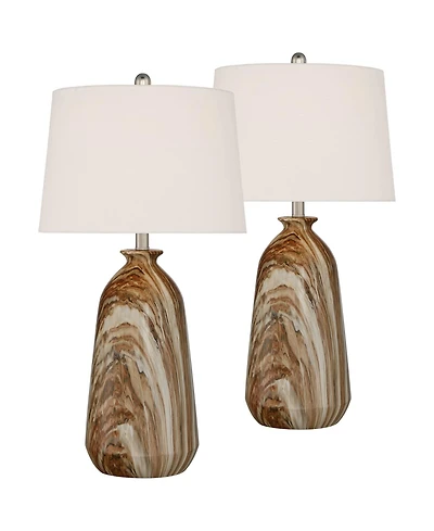 360 Lighting Carlton 28" Tall Modern Table Lamps Set of 2 WiFi Smart Socket Faux Marble Living Room Bedroom