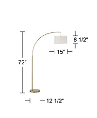 360 Lighting Cora Modern Industrial 72" Tall Arc Floor Lamp with Smart Socket Brass Metal for Living Room Reading