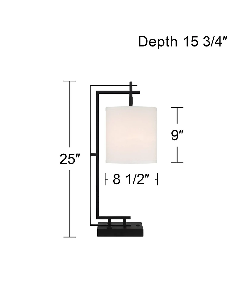 Possini Euro Design Covello 25" High Modern Desk Lamp Usb Port Ac Power Outlet Metal Single Home Office Living Room Charging