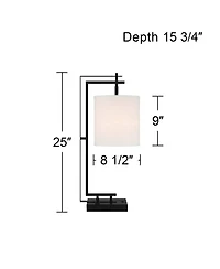 Possini Euro Design Covello 25" High Modern Desk Lamp Usb Port Ac Power Outlet Metal Single Home Office Living Room Charging