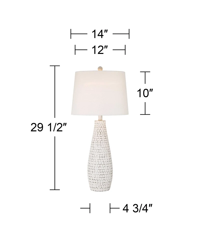 360 Lighting 29 1/2" Tall Modern Coastal End 3-Way Table Lamps Set of 2 Usb Port Whitewash Ceramic Shade Living Room Charging