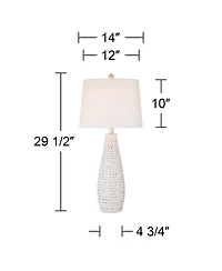 360 Lighting 29 1/2" Tall Modern Coastal End 3-Way Table Lamps Set of 2 Usb Port Whitewash Ceramic Shade Living Room Charging