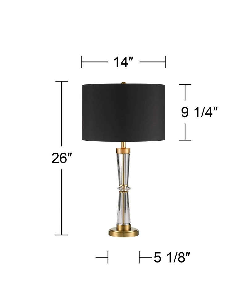 Vienna Full Spectrum Rhoda High Traditional 3-Way Table Lamp Clear Brass Finish Crystal Metal Single Shade Living Room Bedroom