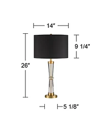Vienna Full Spectrum Rhoda High Traditional 3-Way Table Lamp Clear Brass Finish Crystal Metal Single Shade Living Room Bedroom