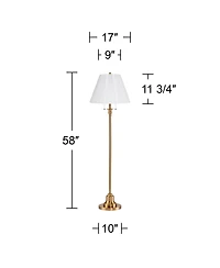 360 Lighting Dyna Traditional 58" Tall Standing Floor Lamp Skinny Pole Pull Chain Gold Antique Brass Finish