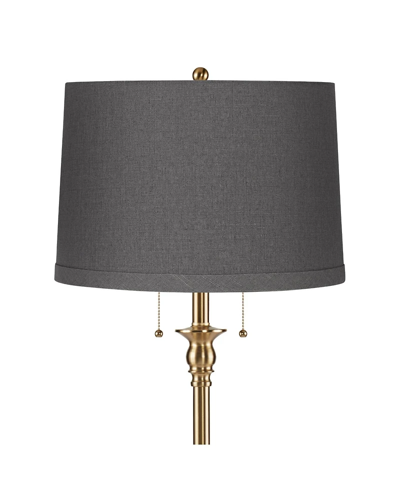 360 Lighting Dyna Traditional 58" Tall 2-Light Standing Floor Lamp Pole Pull Chain Antique Brass Finish