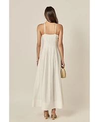 English Factory Women's Crochet Flower Trim Sheer Halter Maxi Dress