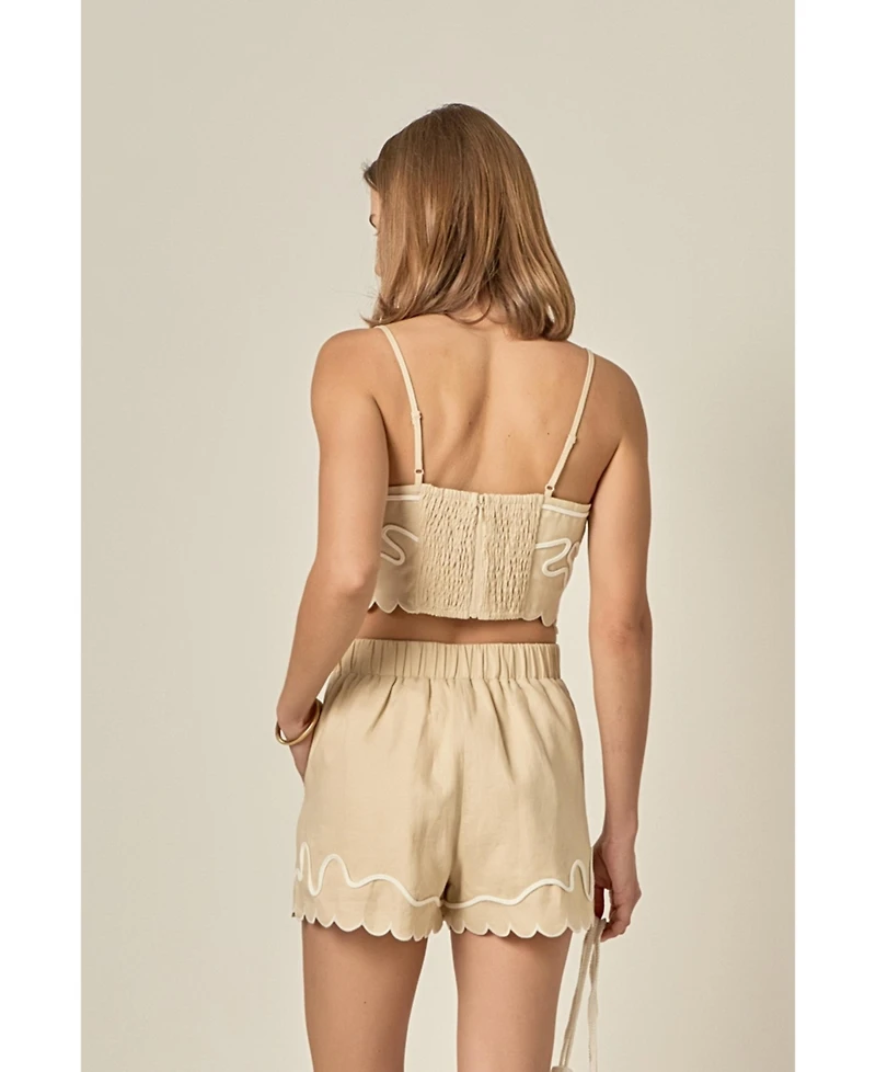 English Factory Women's Wavy Embroidered Bandeau Top