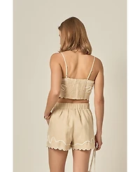 English Factory Women's Wavy Embroidered Bandeau Top