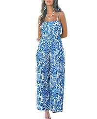 Cupshe Women's Printed Square Neck Wide-Leg Jumpsuit