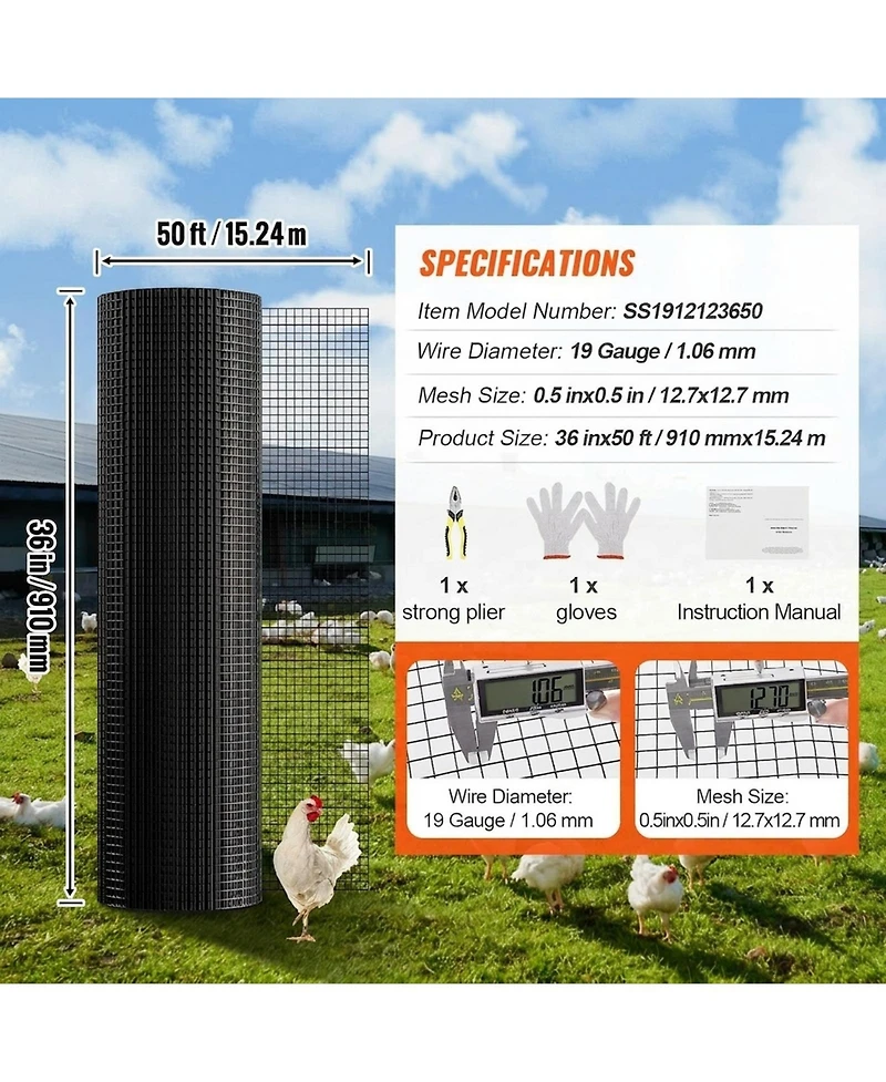 Sugift Vinyl Coated Hardware Cloth Mesh Roll for Poultry Enclosures