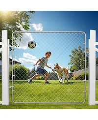 Sugift Chain Link Fence Gate, Adjustable Panel, Openings, Galvanized
