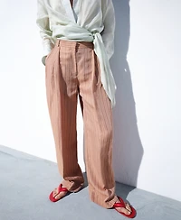 Selection Mango Women's Striped Linen Suit Pants