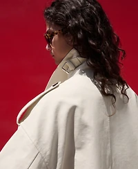 Selection Mango Women's Funnel Neck Buckle Trench Coat