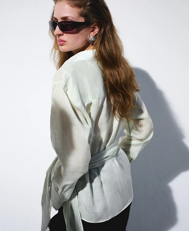 Selection Mango Women's Ramie Double-Breasted Shirt