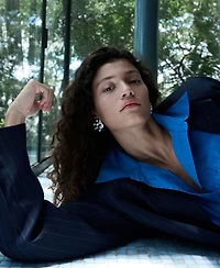 Selection Mango Women's Pinstriped Belted Blazer