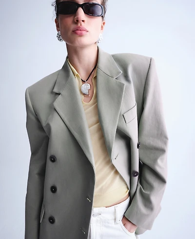 Selection Mango Women's Flap Pockets Straight Suit Blazer