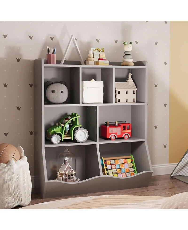 gaomon Set of 2 Three-Tier Kids Bookshelves, Toy Storage Cabinet with Cubby Shelves for Bedroom, Classroom, Playroom, Nursery