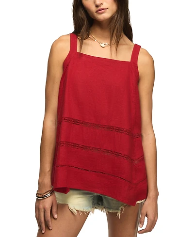 Lucky Brand Women's Square Neck Lace Trim Tank Top