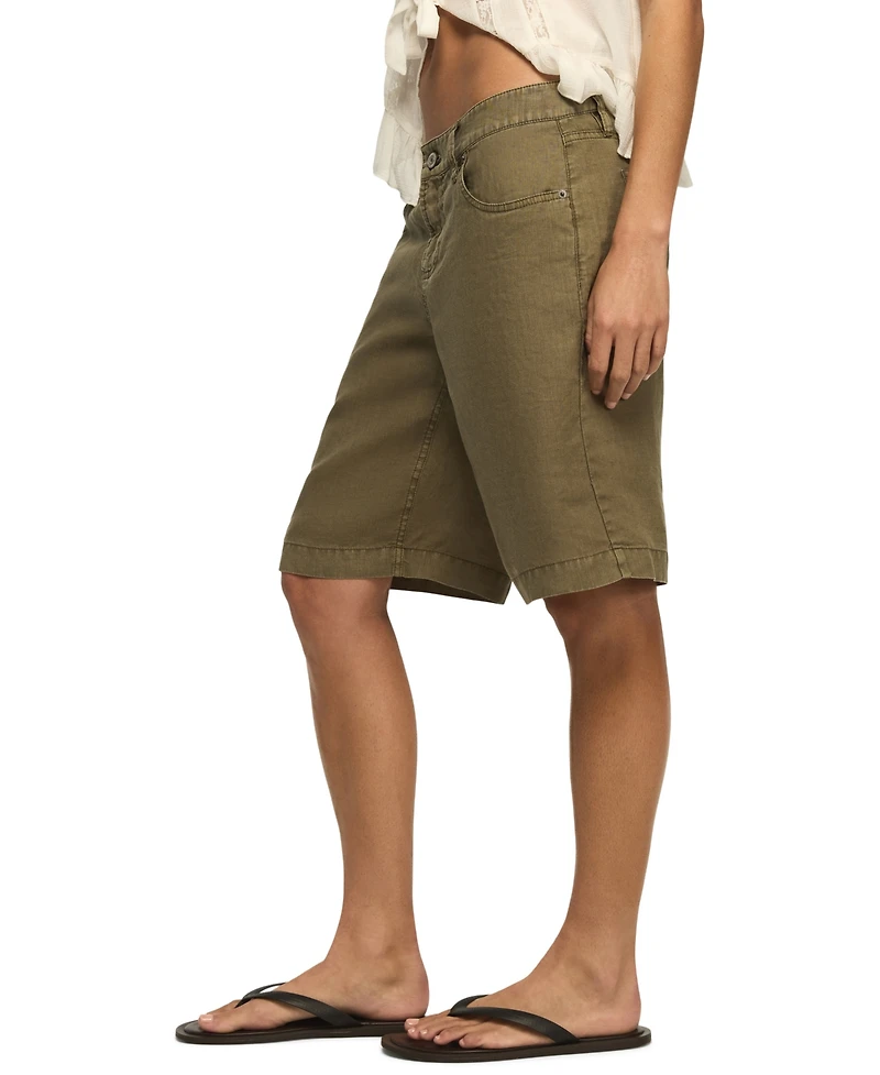 Lucky Brand Women's Relaxed Fit Baggy Linen Denim Shorts