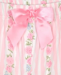 Max & Olivia Big Girls' Bow Trim Short Sleeve Top And Shorts Sleep Play, with Scrunchie, 3-Piece Set